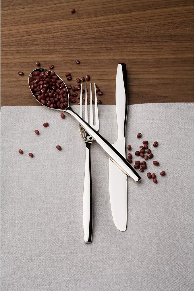 Nambé Aidan 45-Piece Stainless Steel Silverware Set – Forged Cutlery with Rounded Handles & Balanced Weight – Durable, Elegant Flatware for Everyday Dining & Entertaining, Long-Lasting Mirror Finish