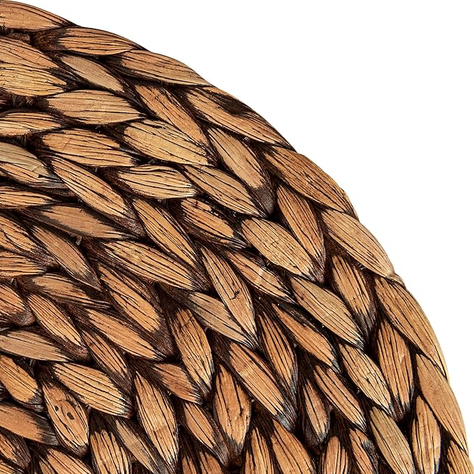 CENBOSS Woven Placemats (11.8" Set of 4, Brown Wash) Round Placemat, Wicker Place mats, Rattan Place mat, Plate Chargers
