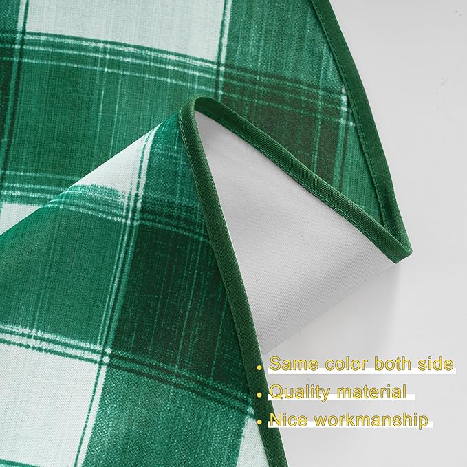 NICETOWN Swag Curtains for Living Room, Christmas Decor Rod Pocket Short Window Covering for Kitchen, Room Darkening Small Curtains for Bedroom (Green & White, 1 Pair, 36" x 36")