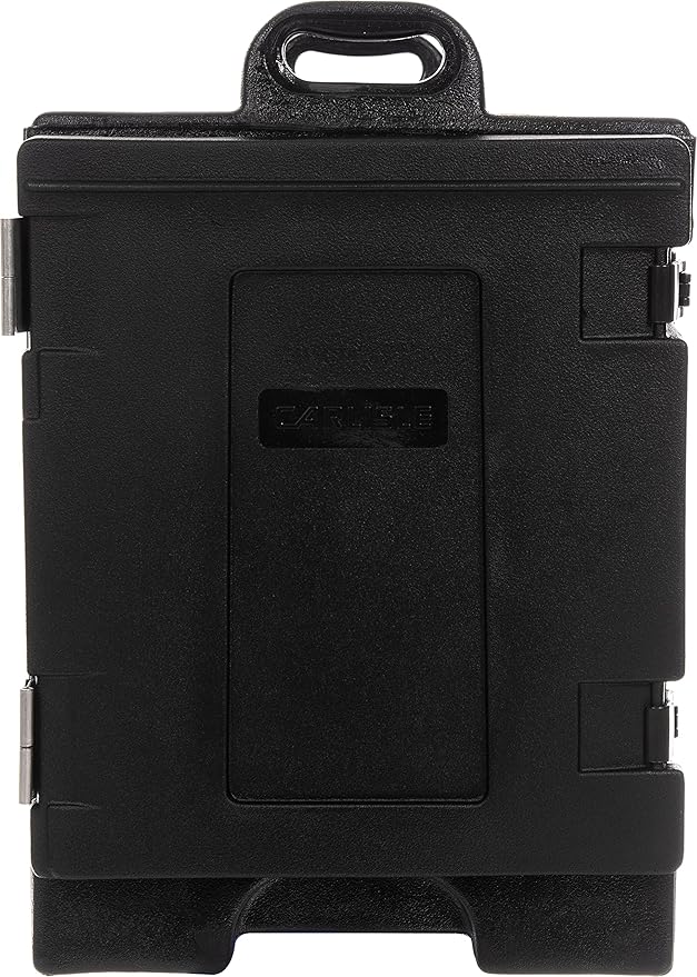 Carlisle FoodService Products Insulated Food Pan Carrier and Warmer, Front-Loading with Handles, Holds 5 Full or 10 Half 2.5" Pans (Sold Separately) with Rugged PE Shell and PU Insulation, Black