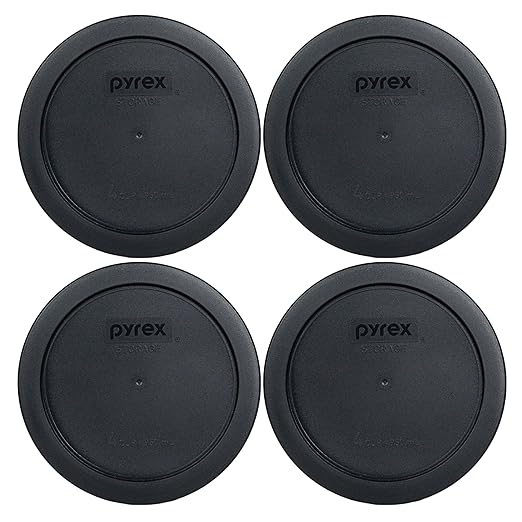 Pyrex 7201-PC 4-Cup Black Round Plastic Food Storage Lid, Made in USA