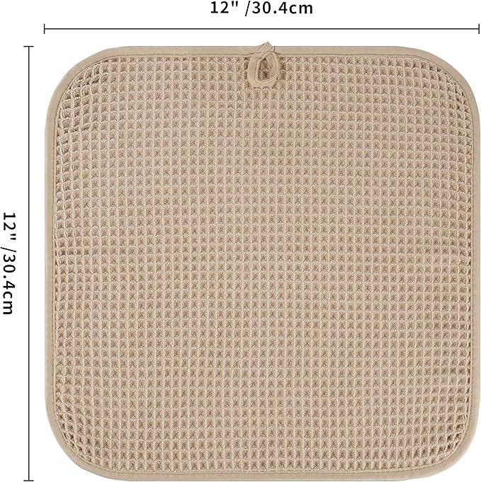 Microfiber Waffle Face Towels, 4 Pieces, Soft, Absorbent, Fast Drying, Lint Free (Beige)
