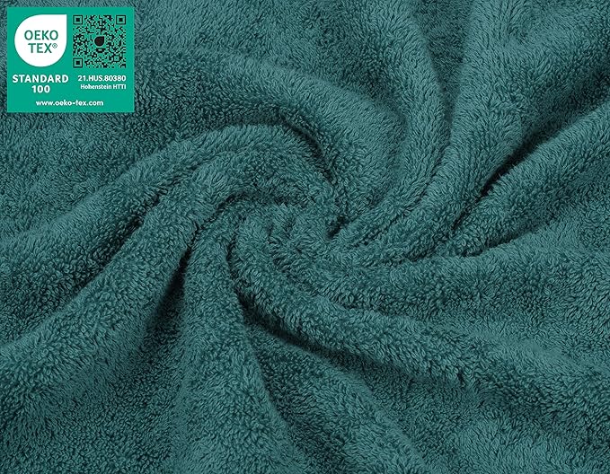 American Soft Linen Luxury Washcloths for Bathroom, 600 GSM 100% Cotton 4 Piece Turkish Wash Cloth Set, 13x13 in Soft Rags for Body and Face, Teal Washcloths