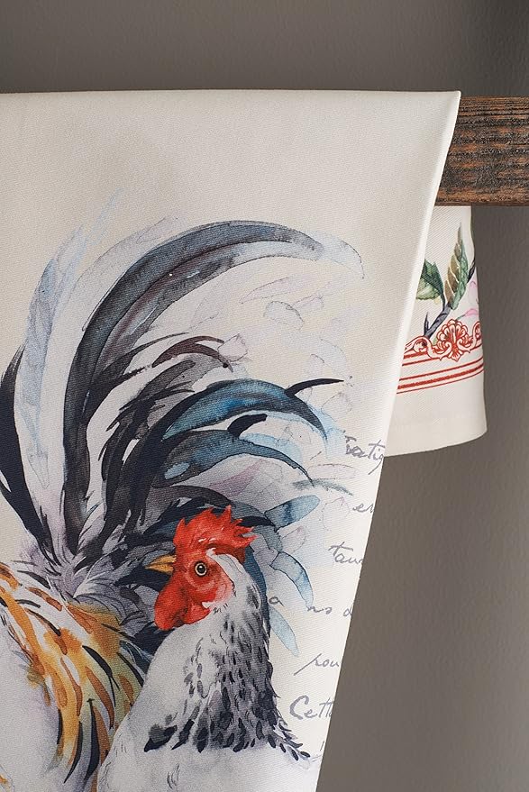 Maison d' Hermine Kitchen Towels Set of 2 100% Cotton 27.50" x 20" Reusable Cloth Tea Dish Towels Absorbent with Hanging Loop for Kitchen, Home, Dining, Cocktail Parties Spring/Summer (Campagne)
