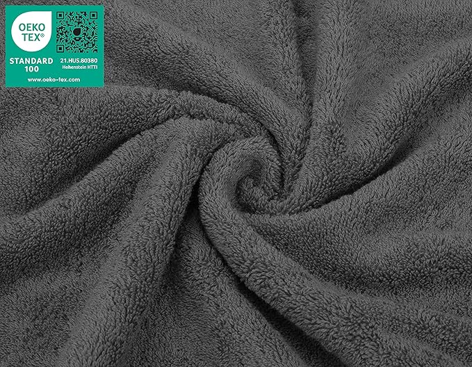 American Soft Linen Luxury Washcloths for Bathroom, 600 GSM 100% Cotton 4 Piece Turkish Wash Cloth Set, 13x13 in Soft Rags for Body and Face, Dark Gray Washcloths