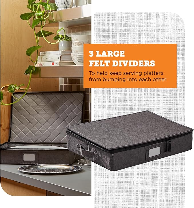 storageLAB China Storage Containers, Containers for Organizing, Hard Shell Case, Felt Plate Dividers, Moving Supplies, Storage Box, Wine, Dishes, Glasses Storage, Charger Plates Storage Containers