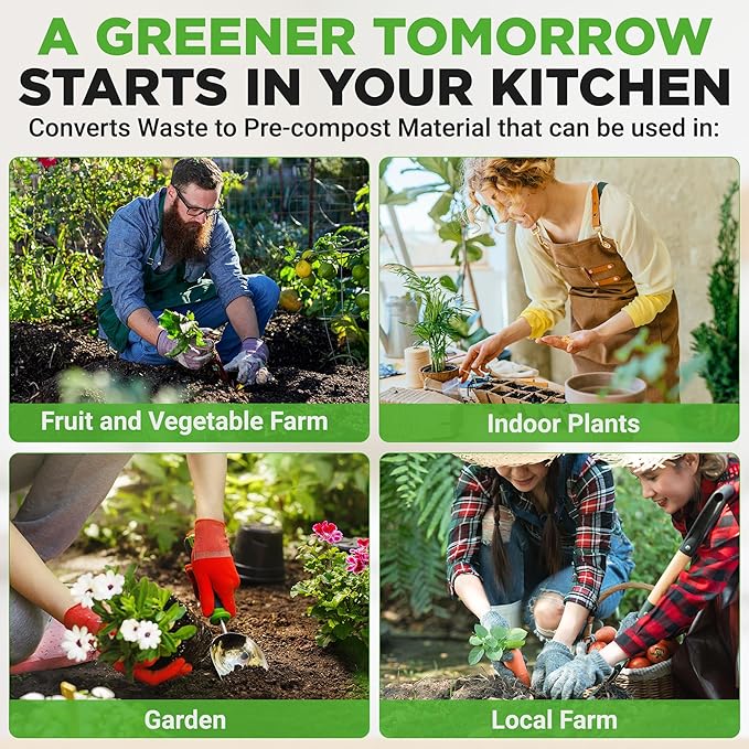 NutriChef Electric Kitchen Composter | 3 Quart Food Recycler | Food Waste Compost Bin for Countertop | 1 Button to Compost, Easy to Clean Composter Bucket | Low Noise, Odorless & Auto Clean | White