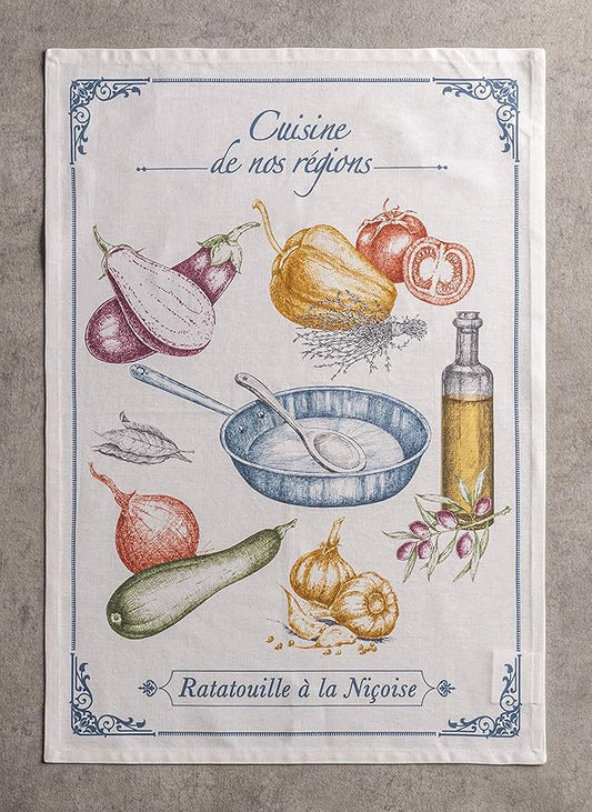 Maison d' Hermine Kitchen Towels Set of 3 100% Cotton 27.50" x 20" Reusable Cloth Tea Dish Towels Absorbent with Hanging Loop for Kitchen, Home, Dining, Cocktail Parties Spring/Summer (Gastronomie)