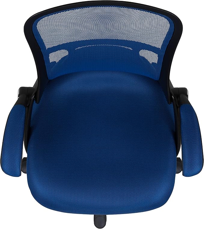 Flash Furniture Porter High-Back Swivel Office Chair with Adjustable Lumbar Support and Seat Height, Ergonomic Mesh Desk Chair with Flip-Up Armrests, Blue/Black