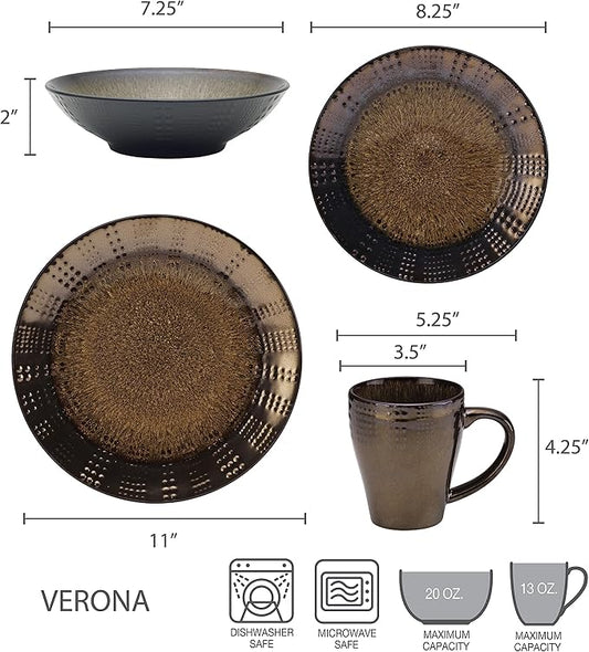 Gourmet Basics by Mikasa Verona 16-Piece Dinnerware Set, Service for 4