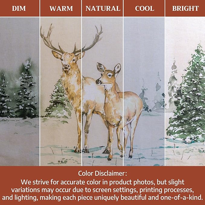 Maison d' Hermine Kitchen Towels Set of 3 100% Cotton 20" x 27.5" Reusable Cloth Tea Dish Towels Absorbent with Hanging Loop for Kitchen Dining Thanksgiving Christmas Decorations (Deer in The Woods)