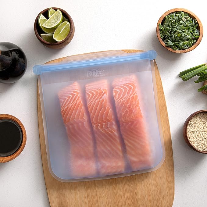 Ziploc Endurables Large Pouch, 8 Cups, Reusable Silicone Bags and Food Storage Meal Prep Containers for Freezer, Oven, and Microwave, Dishwasher Safe
