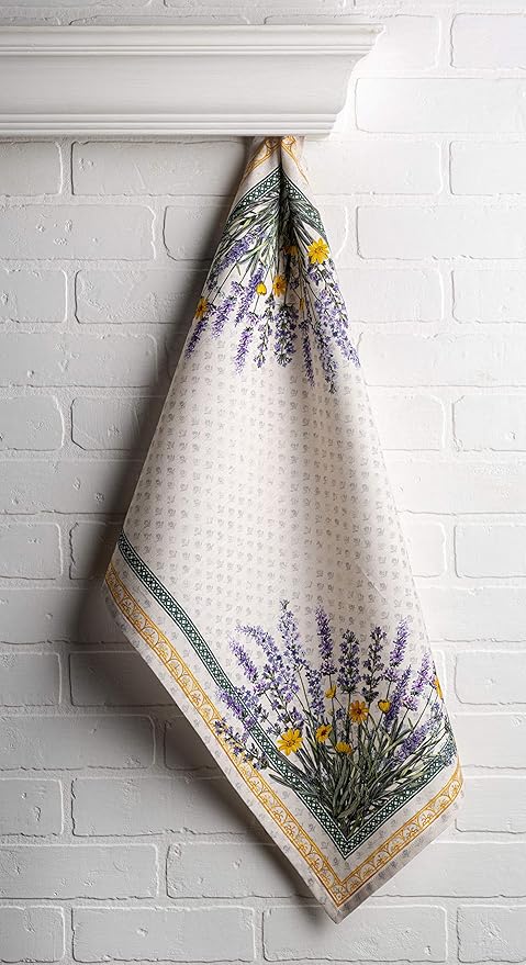 Maison d' Hermine Kitchen Towels Set of 3 100% Cotton 27.50" x 20" Reusable Cloth Tea Dish Towels Absorbent with Hanging Loop for Kitchen, Home, Dining, Cocktail Parties Spring/Summer (Fanny Lavender)