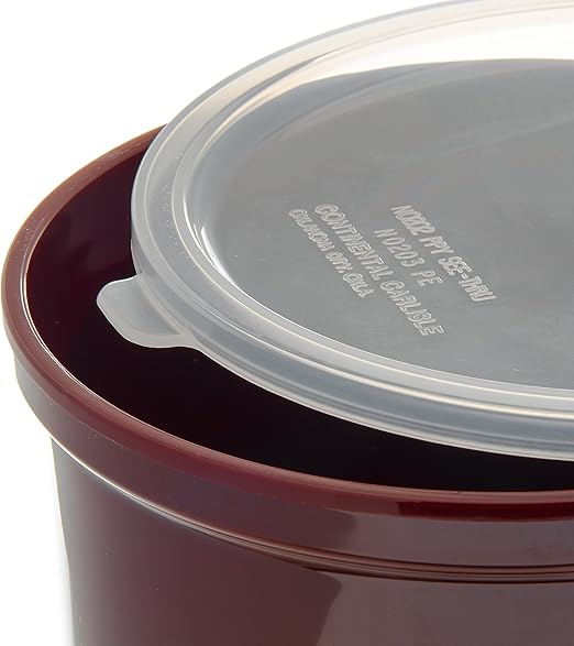 Carlisle FoodService Products Round Storage Container with Lid, 1.5 Quart Crock, Brown (Pack of 2)