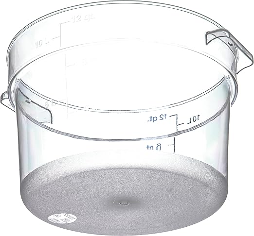 Carlisle FoodService Products Storplus Round Food Storage Container with Stackable Design for Catering, Buffets, Restaurants, Polycarbonate (Pc), 12 Quart, Clear