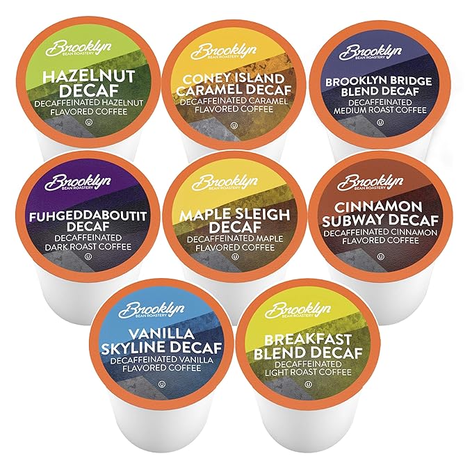 Brooklyn Beans Coffee Pods, Assorted Decaf Variety Pack - Compatible with Keurig K Cup Brewers Including 2.0 Coffee Makers, 40 Count, Perfect for Decaf Coffee Lovers
