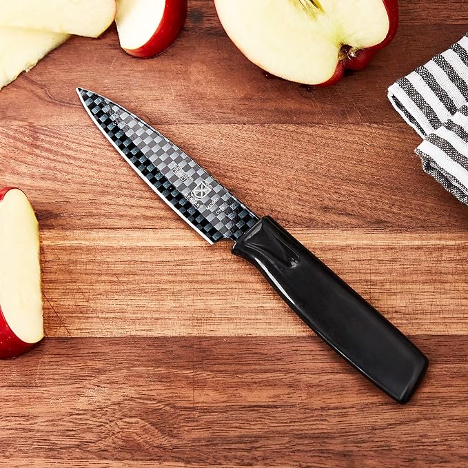 Mercer Culinary Non-Stick Paring Knife with ABS Sheath, 4 Inch, Black, 1 Pack