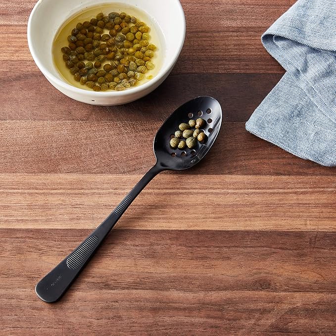Mercer Culinary 18-8 Stainless Steel Plating Spoon, 7-7/8 Inch, Matte Black