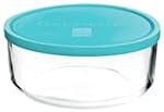 BORMIOLI ROCCO Round Storage Bowls With Blue Lids, 4 CT