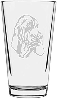Bloodhound Dog Themed Etched All Purpose 16oz Pint Glass
