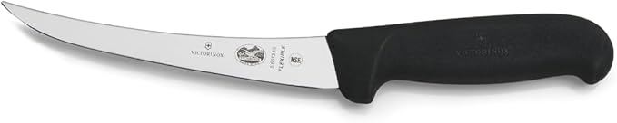 Victorinox Fibrox Curved Boning Knife, Flexible Blade, 6-Inch, Black