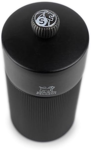 Manual Aluminium and Wooden Salt Mill, Matt Black, 12cm