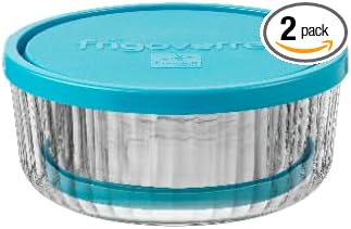 Bormioli Rocco Frigoverre Brilliante 2 Piece Set, Ribbed Round Glass Containers with Covers - Scratch-Resistant Nesting Bowls for Storage/Prep, 13.25oz & 27.75oz - Microwave, Freezer, Dishwasher Safe