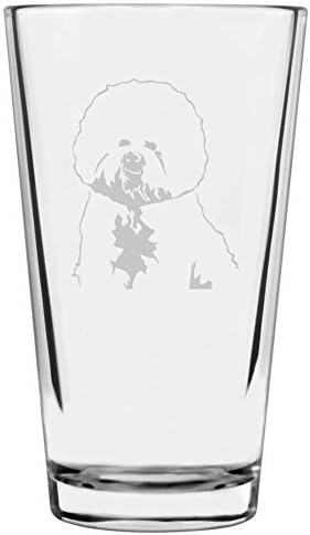 Bichon Frise Dog Themed Etched All Purpose 16oz Pint Glass