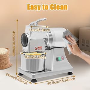110V Electric Cheese Grater,550W Cheese Grinding Machine,Heavy Duty Stainless Steel Crushing Barrel Food Grinder,Commercial Pulverizer for Butter, Cheese & Hard Vegetables