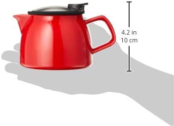 FORLIFE Bell Ceramic Teapot with Basket Infuser, 16-Ounce/470ml, Red