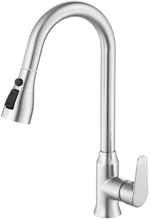 Kitchen Faucets with Pull Down Sprayer with Pull Down Sprayer 3 Modes High Arc Single Handle Stainless Steel Hot and Cold Faucets Silvery