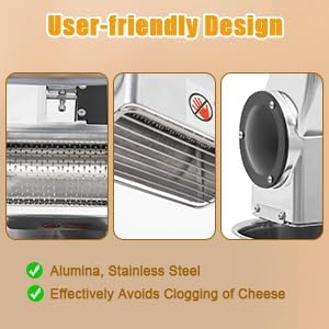 110V Electric Cheese Grater,550W Cheese Grinding Machine,Heavy Duty Stainless Steel Crushing Barrel Food Grinder,Commercial Pulverizer for Butter, Cheese & Hard Vegetables