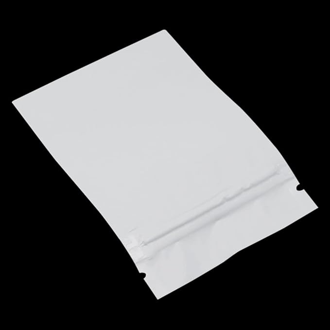 FERENLI 100Pcs Zipper Lock Self Seal Flat Pouch for Zip Aluminum Foil Lock Package Bag Coffee Food Storage Resealable Mylar Bags Heat Sealable Candy Reclosable Bags (12x18cm (4.7x7.1 inch), White)