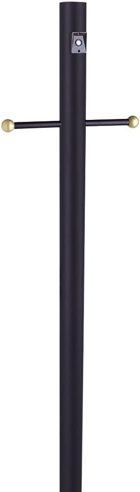 Design House 502047 Outdoor Steel Lamp Post with Plastic Cross Arm and Photo Eye, Dusk to Dawn Sensor, Black