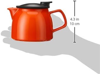 FORLIFE Bell Ceramic Teapot with Basket Infuser, 16-Ounce/470ml, Carrot