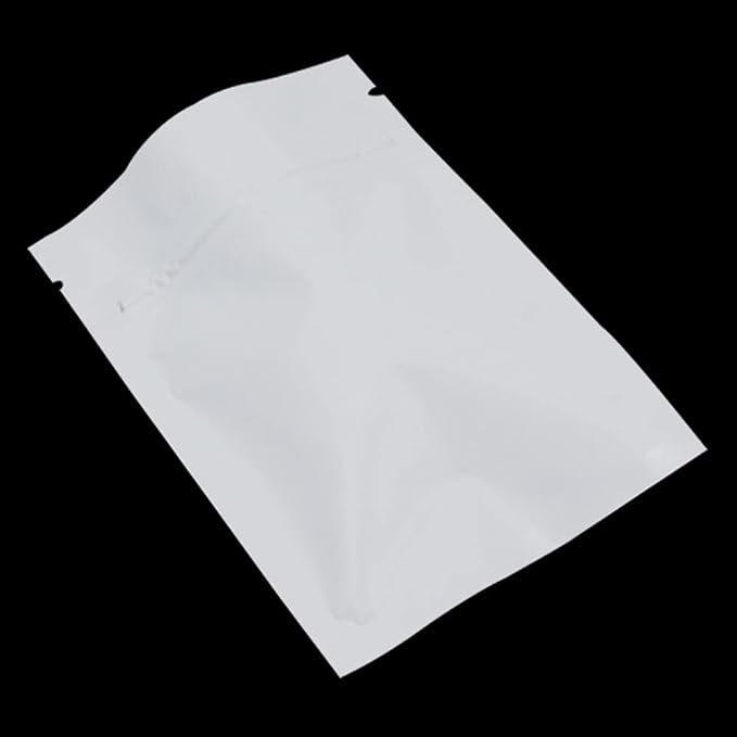 FERENLI 100Pcs Zipper Lock Self Seal Flat Pouch for Zip Aluminum Foil Lock Package Bag Coffee Food Storage Resealable Mylar Bags Heat Sealable Candy Reclosable Bags (12x18cm (4.7x7.1 inch), White)