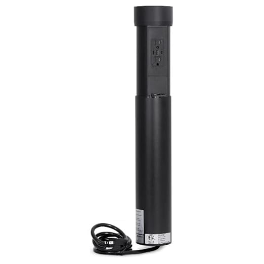 Kitchen Countertop Hidden Power Outlet w/USB, Motorized Pop Up, Custom Top Compatible (Black, 15 Amp)