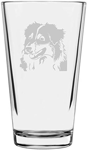 Australian Shepherd Custom Personalized Dog Themed Etched All Purpose 16oz Pint Glass