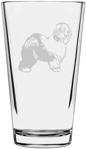 Old English Sheepdog Dog Themed Etched All Purpose 16oz Pint Glass