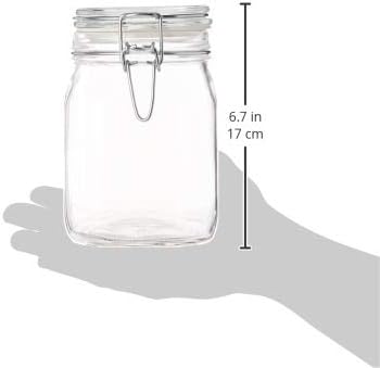 Bormioli Rocco Fido, 2 Pack, 33.75 Oz. Food Storage Glass Jars, Airtight Rubber Seal & Glass Lid, with Stainless Wire Clamp, Mason Jar, Made in Italy