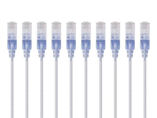 Monoprice Cat6A Ethernet Patch Cable - Snagless RJ45, 550Mhz, 10G, UTP, Pure Bare Copper Wire, 30AWG, 10-Pack, 10 Feet, Gray - SlimRun Series