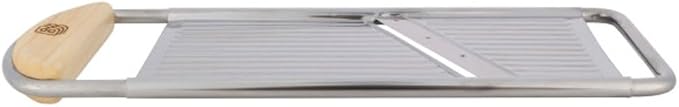 Handheld Mandoline Slicer for Kitchen - Stainless Steel Flat Mandolin with Cherrywood Handle - Julienne Cutter for Vegetable and Fruits - Italian Made Kitchen Gadgets by Kings County Tools