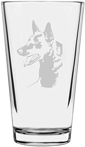 Belgian Shepherd (Malinois) Dog Themed Etched All Purpose 16oz Libbey Pint Glass