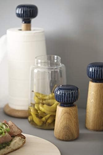 Kahler Hammershoi Salt and Pepper Grinder, Indigo, 5.7"H x 2.6"D, Designed by Hans-Christian Bauer, Gift Box Included
