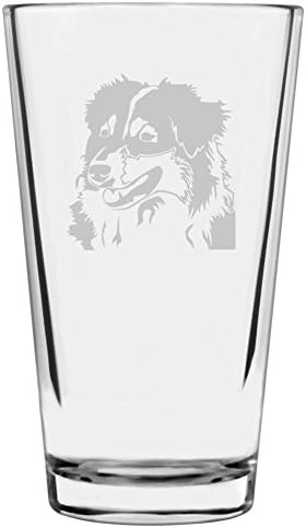Australian Shepherd Customizable Dog Themed Etched All Purpose 16oz Pint Glass