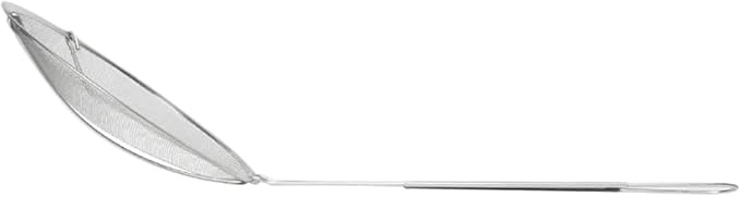 TrueCraftware- 6-1/2-Inch Round Fine Mesh Wire Skimmer 9-1/2" Handle Length Nickel Plated- Kitchen Utensil Food Strainer Skimmer Spoon for Cooking Sieve Sifters Rice Quinoa Pasta Fruits Vegetables