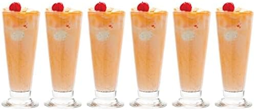 Vikko Footed Ice Cream Glasses, 6.3 Ounce Milkshake Dessert Cups for Floats, Shakes, and Sundaes - Set of 6