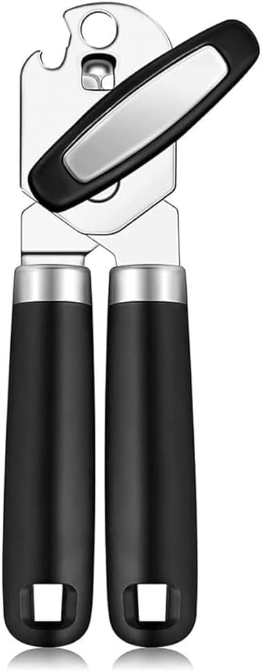 Manual Can Opener, Heavy Duty Stainless Steel Smooth Edge Handheld Can Opener with Comfortable Soft Grip Handle for Seniors and Easy Opening