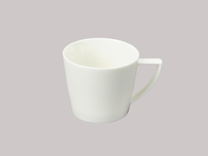 Bone China Cone Shape, Elegance White Mug 6oz, Set of 6