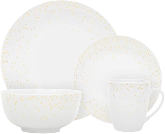 Pemberly Row Porcelain Dinnerset 16 Piece in Coupe Diamond Confetti